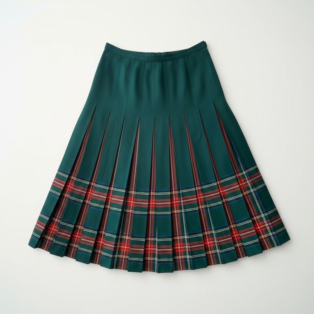 Green Plaid Midi Skirt